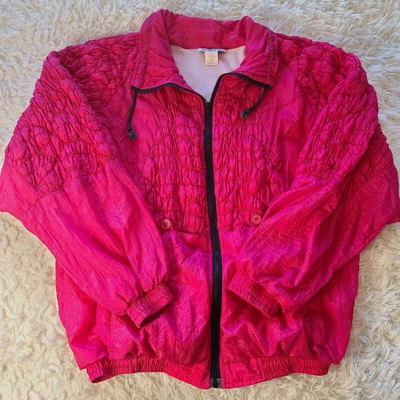 90s Vintage Lemaya Sports Gear Wind Suite Jacket Hot Pink Medium Barbiecore - Picture 1 of 8